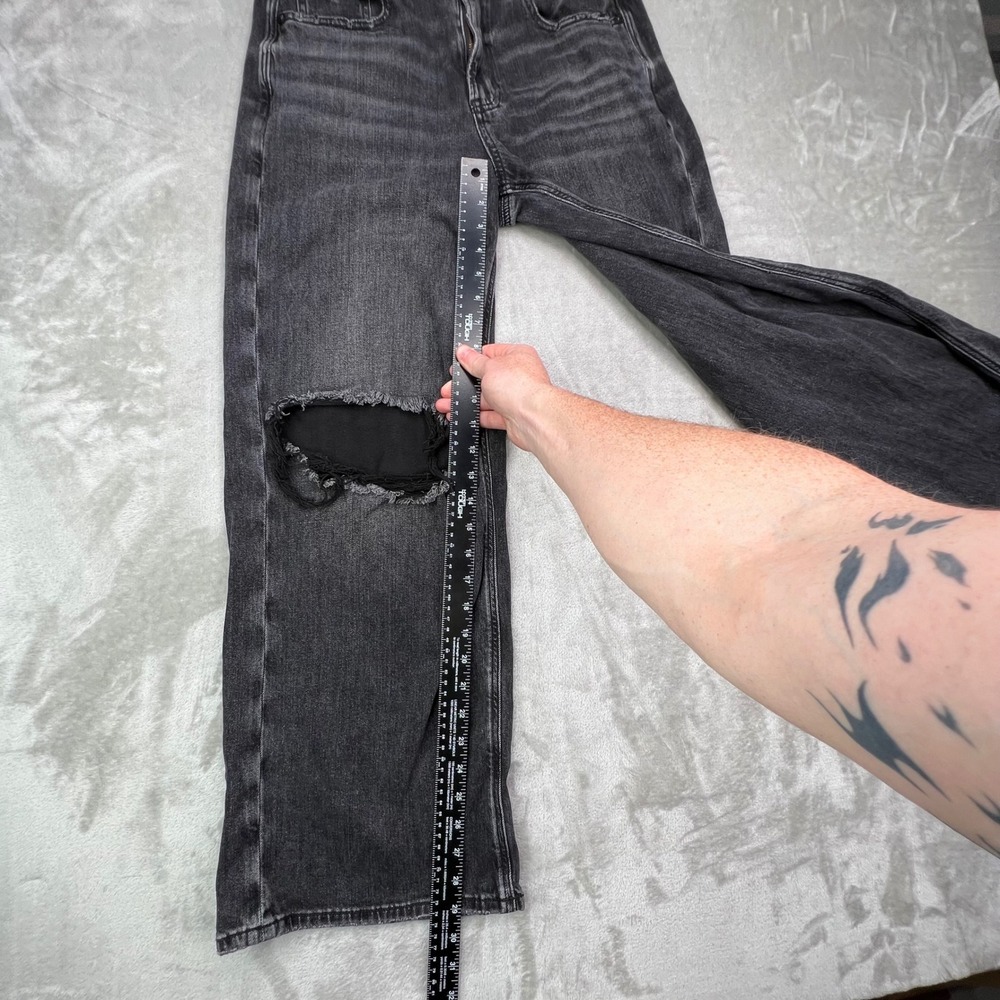 American Eagle Jeans Womens 6 Short Black Super High-Rise Baggy Wide Leg Grunge - Picture 6 of 15